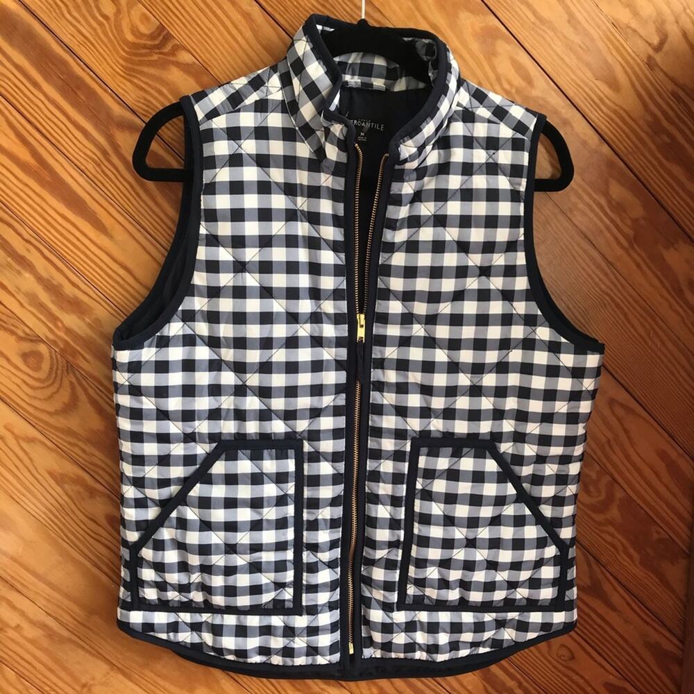 J. Crew Gingham Check Puffer Vest - Picture 7 of 8